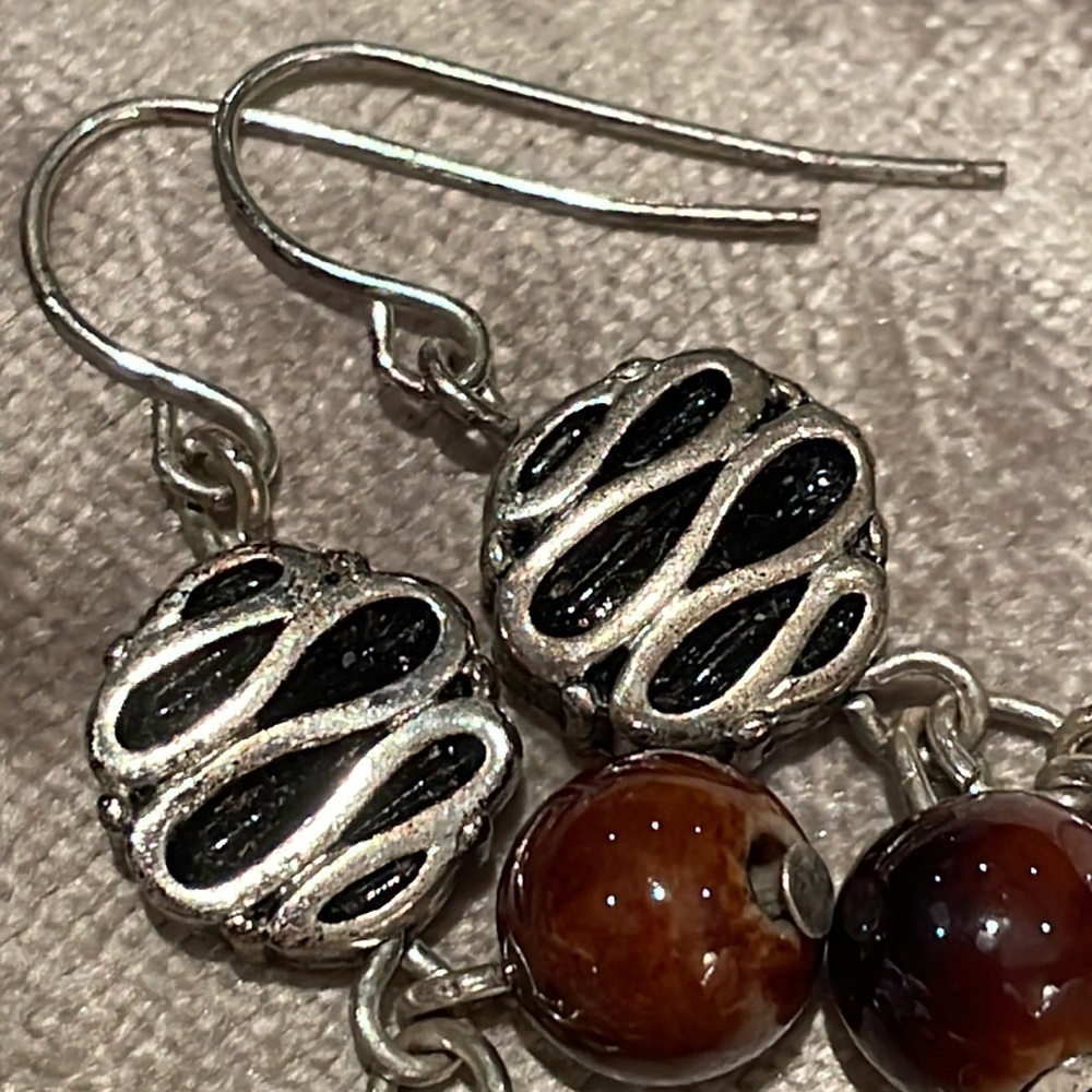 Silver Beaded Earrings - Picture 7 of 7